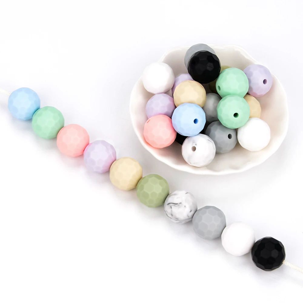 Lofca 40pcs 12/15mm Silicone Beads Polyhedron Bpa Free For Jewelry Making DIY Keychain Necklace Jewelry Accessories
