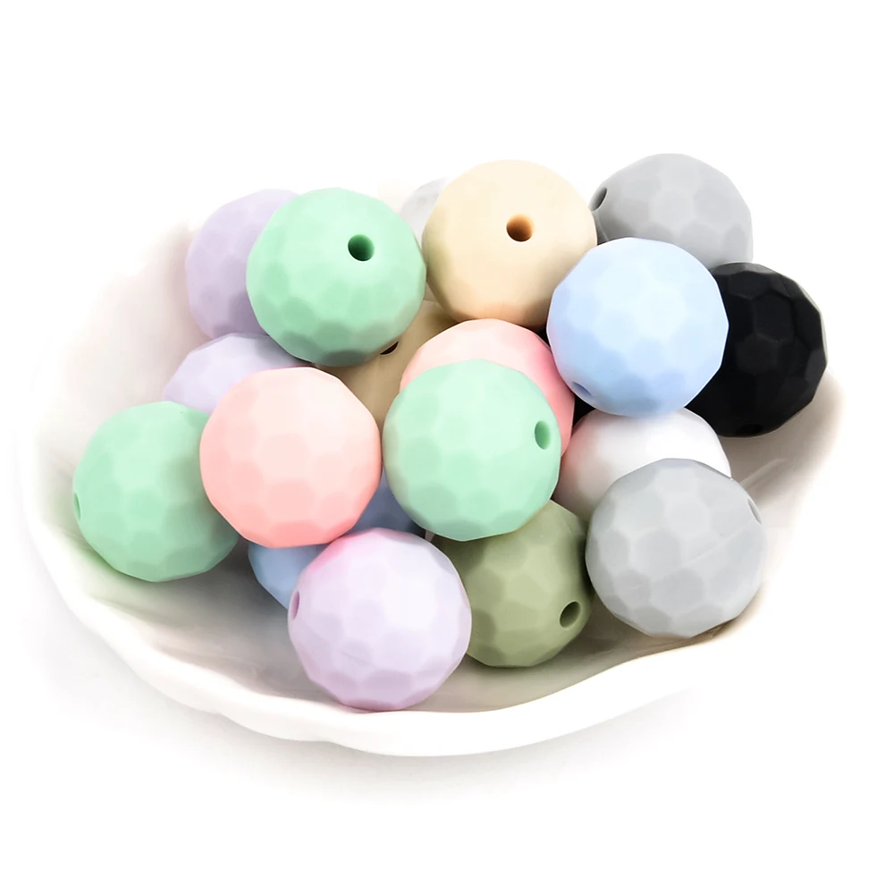 Lofca 40pcs 12/15mm Silicone Beads Polyhedron Bpa Free For Jewelry Making DIY Keychain Necklace Jewelry Accessories