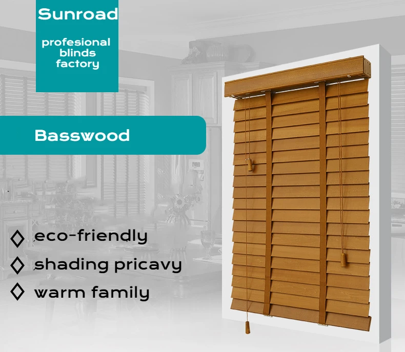 Custom-made PVC Fauxwood Venetian Window Blinds Wood Shutters Basswood Paulownia Wood Window Blinds Smart HOME DECOR