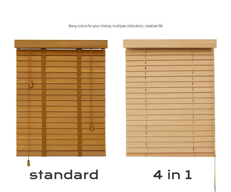 Custom-made PVC Fauxwood Venetian Window Blinds Wood Shutters Basswood Paulownia Wood Window Blinds Smart HOME DECOR