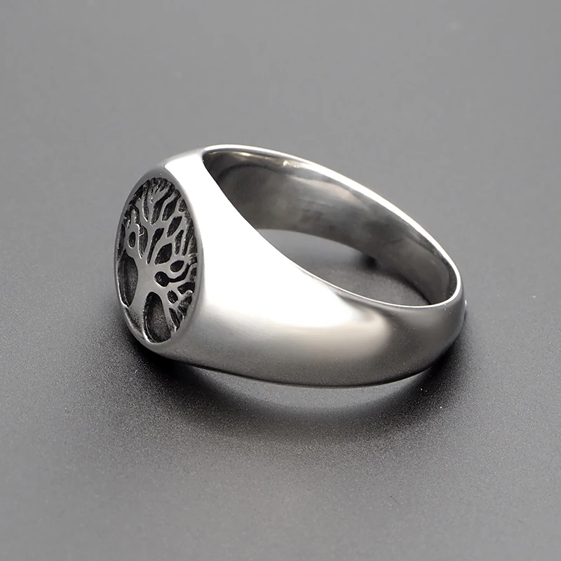 Free Shipping Punk 316L Stainless Steel Tree of Life Signet Ring Classic Men's Viking Amulet Rings Nordic Jewelry