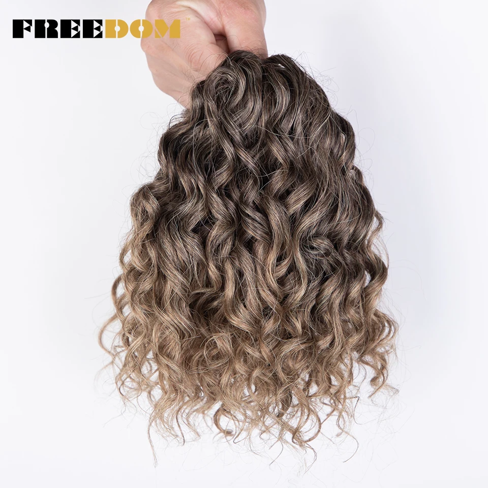 FREEDOM 10inches Synthetic Deep Wavy Twist Crochet Braids Hair Ombre Afro Curly Braiding Hair Extensions High Temperature Fiber