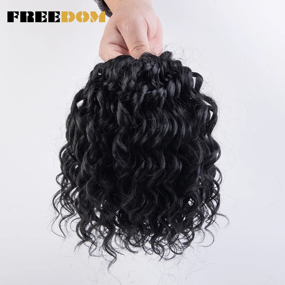 FREEDOM 10inches Synthetic Deep Wavy Twist Crochet Braids Hair Ombre Afro Curly Braiding Hair Extensions High Temperature Fiber