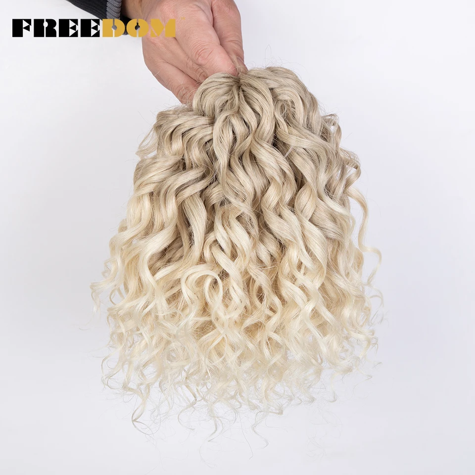 FREEDOM 10inches Synthetic Deep Wavy Twist Crochet Braids Hair Ombre Afro Curly Braiding Hair Extensions High Temperature Fiber