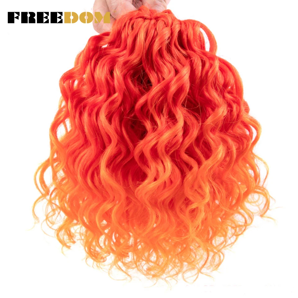 FREEDOM 10inches Synthetic Deep Wavy Twist Crochet Braids Hair Ombre Afro Curly Braiding Hair Extensions High Temperature Fiber