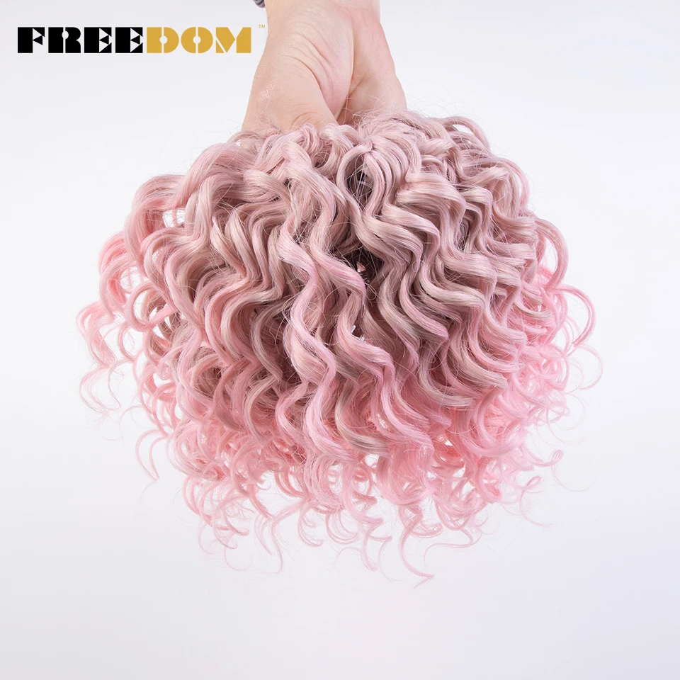 FREEDOM 10inches Synthetic Deep Wavy Twist Crochet Braids Hair Ombre Afro Curly Braiding Hair Extensions High Temperature Fiber