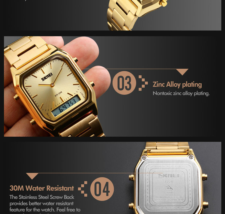 SKMEI 1220 Men Digital Dual Time Sports Chronograph 3bar Waterproof Quartz Wristwatches relogio masculino Fashion Casual Watch