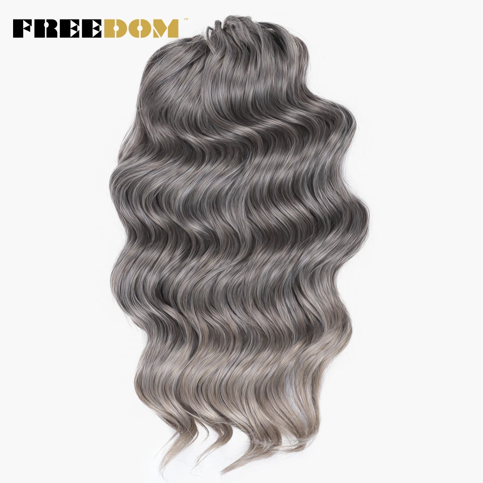 FREEDOM Synthetic Twist Crochet Curly Hair 16 Inch Deep Wave Braid Hair Ombre Blonde Brown Water Wave Braiding Hair Extensions