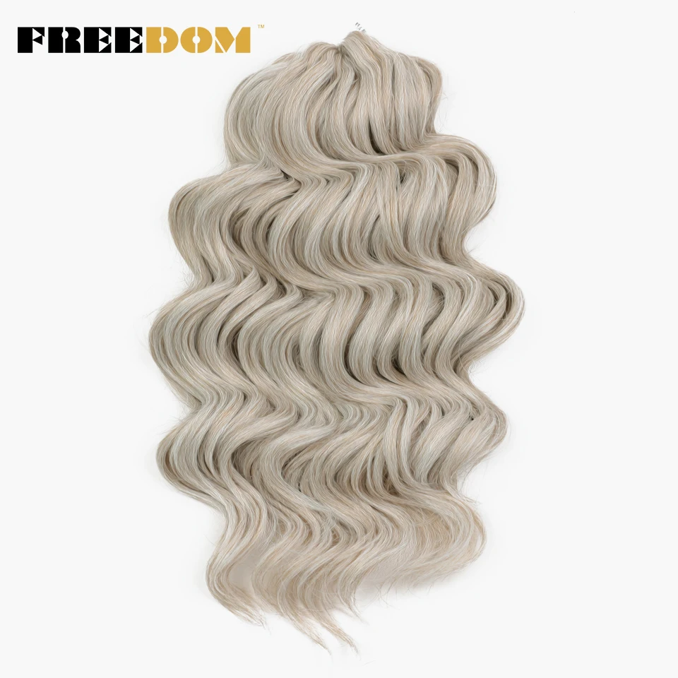 FREEDOM Synthetic Twist Crochet Curly Hair 16 Inch Deep Wave Braid Hair Ombre Blonde Brown Water Wave Braiding Hair Extensions