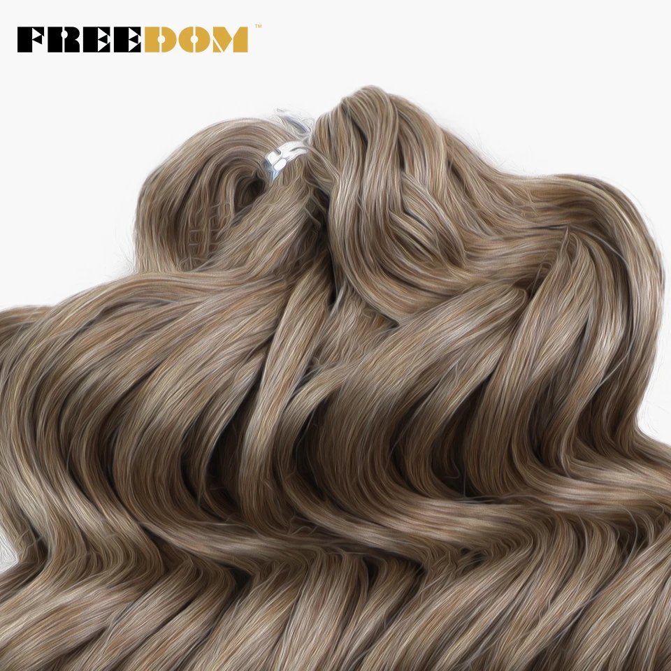FREEDOM Synthetic Twist Crochet Curly Hair 16 Inch Deep Wave Braid Hair Ombre Blonde Brown Water Wave Braiding Hair Extensions