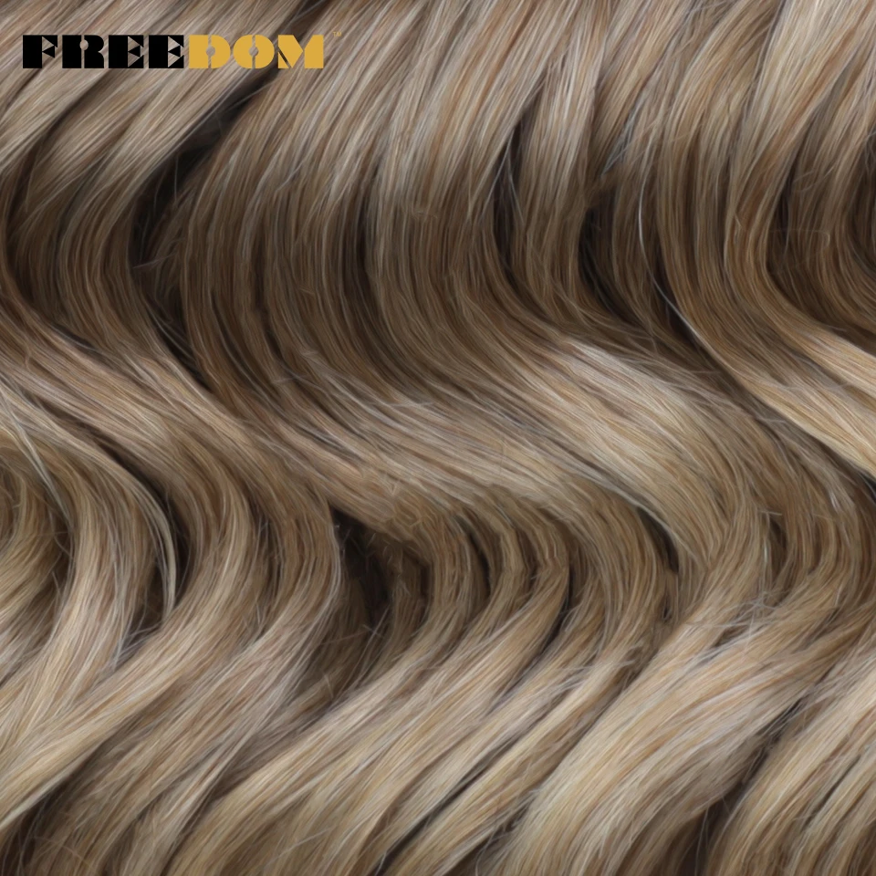 FREEDOM Synthetic Twist Crochet Curly Hair 16 Inch Deep Wave Braid Hair Ombre Blonde Brown Water Wave Braiding Hair Extensions
