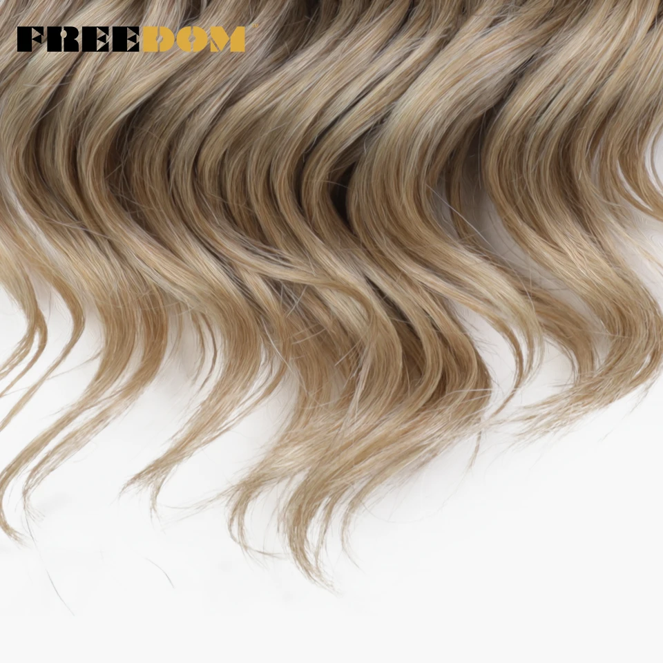 FREEDOM Synthetic Twist Crochet Curly Hair 16 Inch Deep Wave Braid Hair Ombre Blonde Brown Water Wave Braiding Hair Extensions