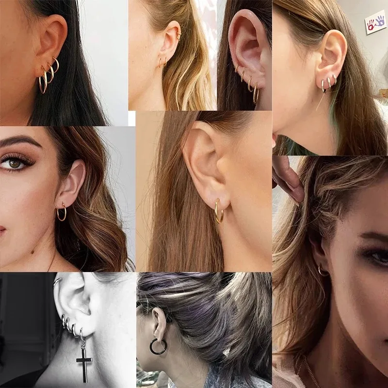 1 Pair Implant Grade F136 Titanium Minimalist Huggie Hoop Earrings Helix Rook Lobe Conch Simple Hoops Ear Piercing 8/10/12mm