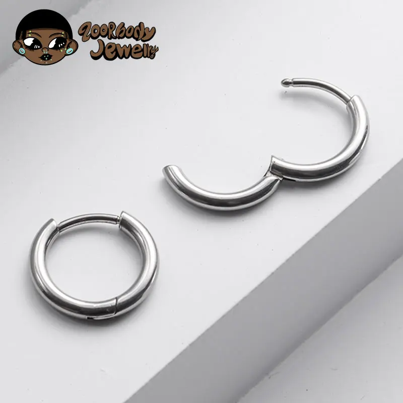 1 Pair Implant Grade F136 Titanium Minimalist Huggie Hoop Earrings Helix Rook Lobe Conch Simple Hoops Ear Piercing 8/10/12mm