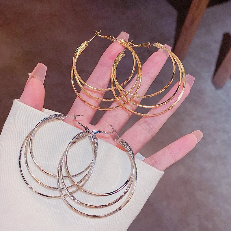 2022 New Trendy Simple Multiple Hoop Earrings For Woman Girls Geometric Irregular Fashion Earrings Party Jewelry