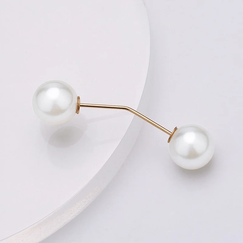 Pearl Brooch Pin For Women Scarf Double Pearl Fixed Safety Pin Accessories Clothes Buckle Clips Multifunction Brooch Clips Lapel