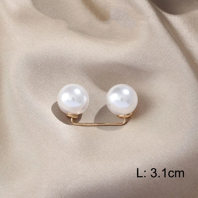 Pearl Brooch Pin For Women Scarf Double Pearl Fixed Safety Pin Accessories Clothes Buckle Clips Multifunction Brooch Clips Lapel