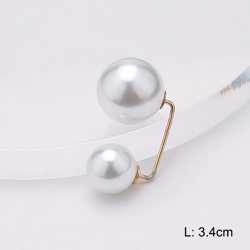 Pearl Brooch Pin For Women Scarf Double Pearl Fixed Safety Pin Accessories Clothes Buckle Clips Multifunction Brooch Clips Lapel