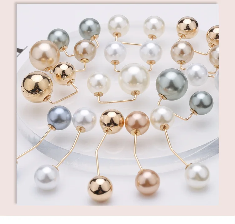 Pearl Brooch Pin For Women Scarf Double Pearl Fixed Safety Pin Accessories Clothes Buckle Clips Multifunction Brooch Clips Lapel
