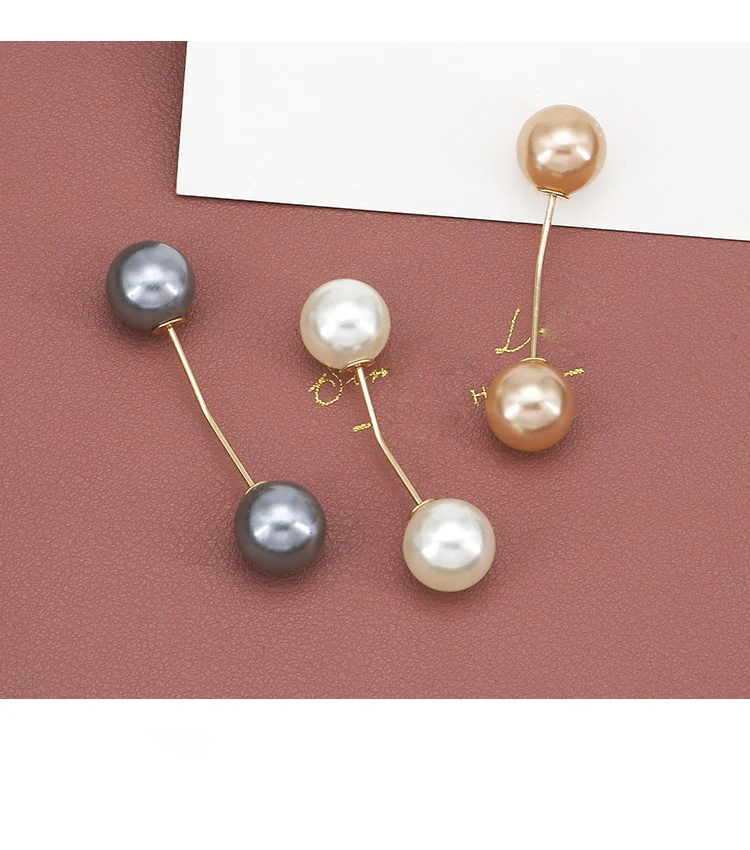 Pearl Brooch Pin For Women Scarf Double Pearl Fixed Safety Pin Accessories Clothes Buckle Clips Multifunction Brooch Clips Lapel