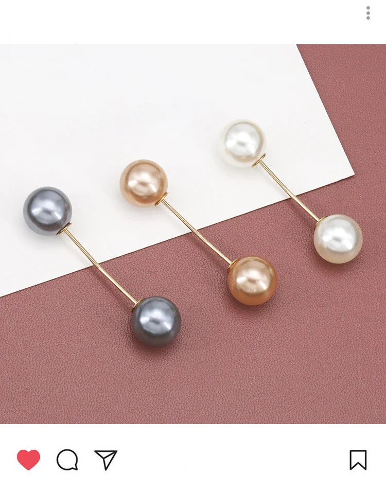 Pearl Brooch Pin For Women Scarf Double Pearl Fixed Safety Pin Accessories Clothes Buckle Clips Multifunction Brooch Clips Lapel