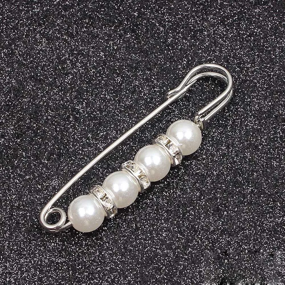 Pearl Brooch Pin For Women Scarf Double Pearl Fixed Safety Pin Accessories Clothes Buckle Clips Multifunction Brooch Clips Lapel