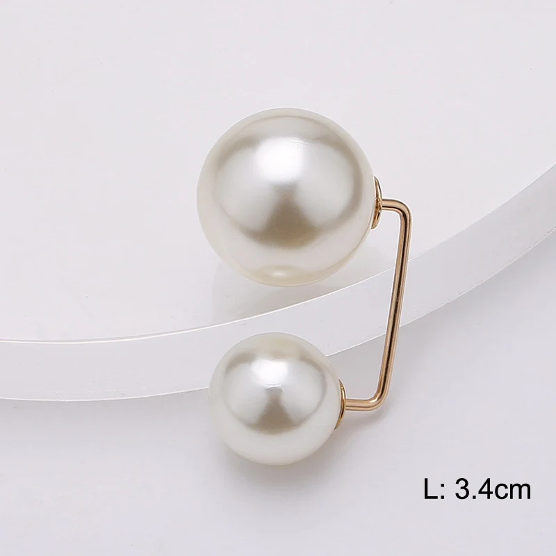 Pearl Brooch Pin For Women Scarf Double Pearl Fixed Safety Pin Accessories Clothes Buckle Clips Multifunction Brooch Clips Lapel