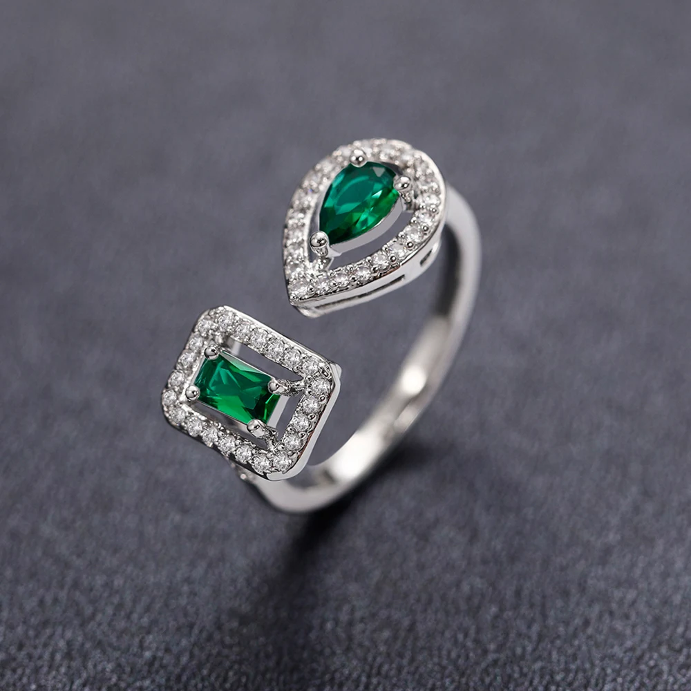 Huitan Geometric Shaped Cuff Opening Rings for Women Silver Color/Gold Color Noble Cubic Zirconia Ring Accessory Fashion Jewelry