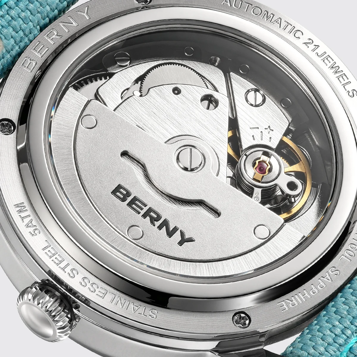 BERNY Watches for Men and Women Super Luminous 36mm Case Small Dial Automatic Mechanical Men's Watch Sapphire Casual Wristwatch