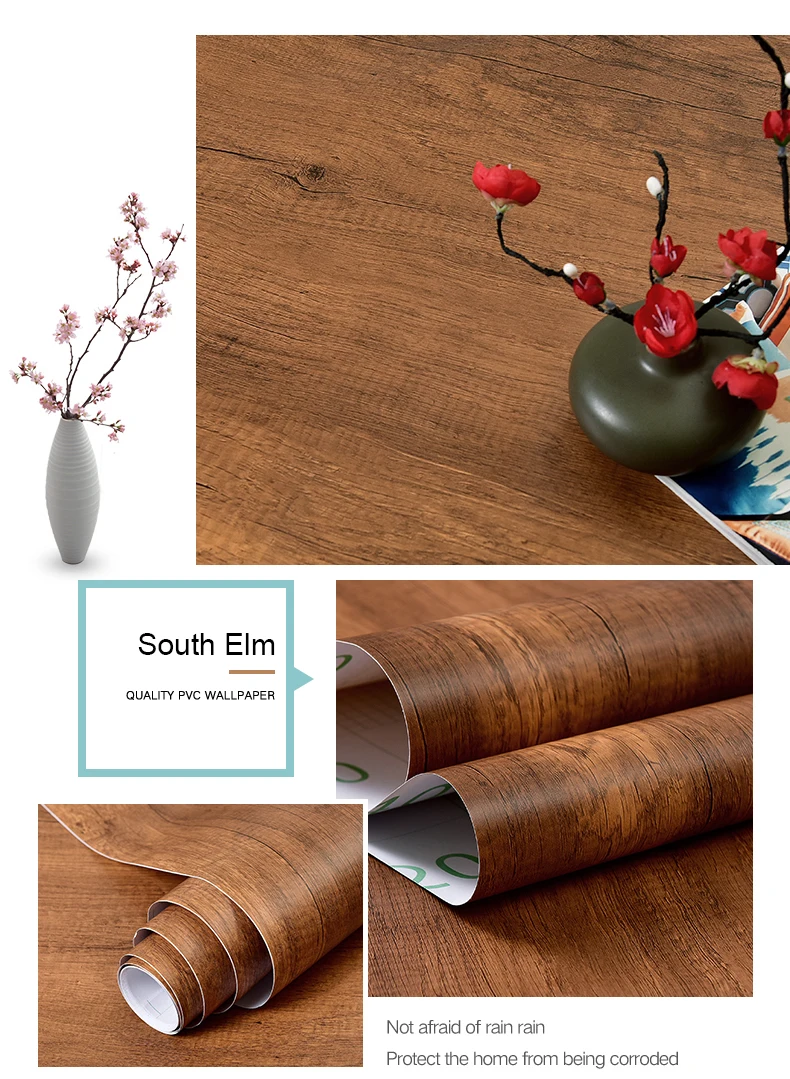 WZF Waterproof Self Adhesive Wallpaper Roll Furniture Cabinets Vinyl Decorative Film Wood Grain DIY Wall Stickers For Home Decor