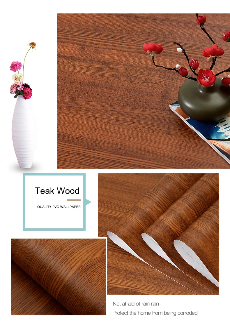 WZF Waterproof Self Adhesive Wallpaper Roll Furniture Cabinets Vinyl Decorative Film Wood Grain DIY Wall Stickers For Home Decor