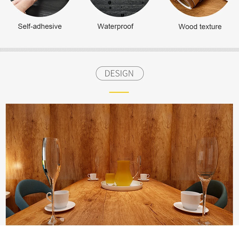 WZF Waterproof Self Adhesive Wallpaper Roll Furniture Cabinets Vinyl Decorative Film Wood Grain DIY Wall Stickers For Home Decor