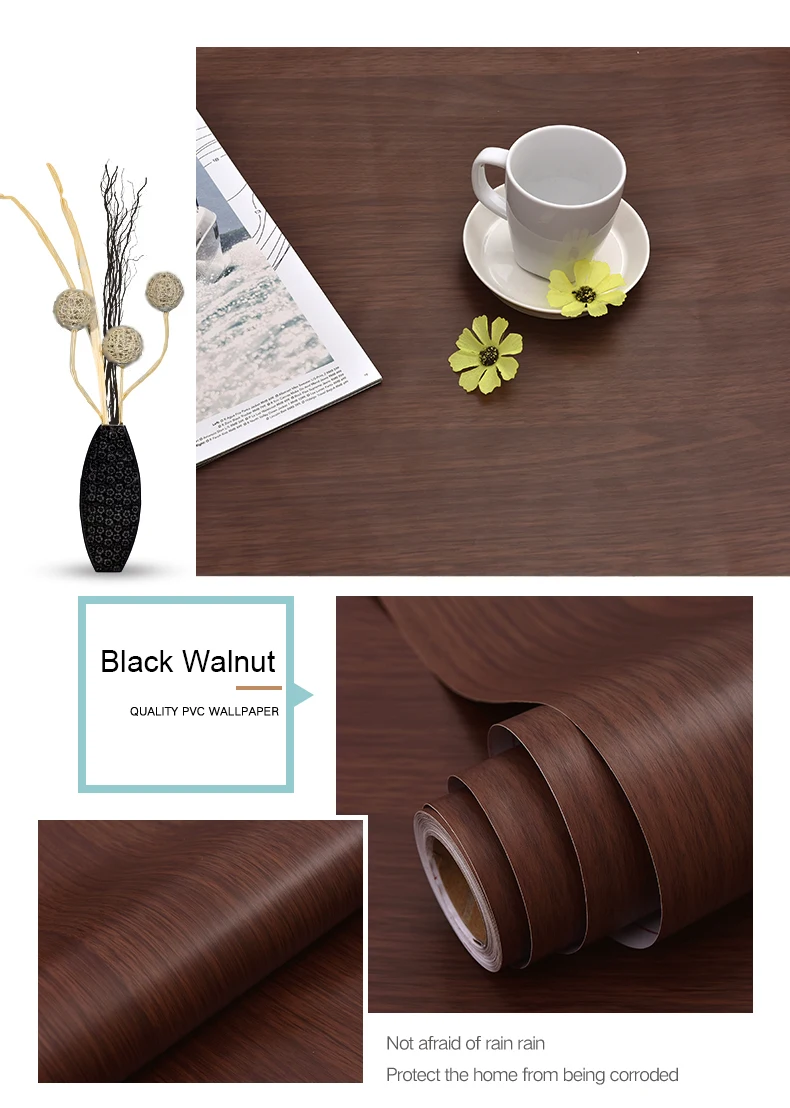 WZF Waterproof Self Adhesive Wallpaper Roll Furniture Cabinets Vinyl Decorative Film Wood Grain DIY Wall Stickers For Home Decor