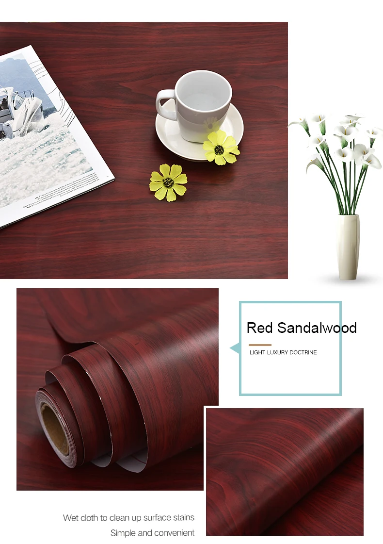 WZF Waterproof Self Adhesive Wallpaper Roll Furniture Cabinets Vinyl Decorative Film Wood Grain DIY Wall Stickers For Home Decor