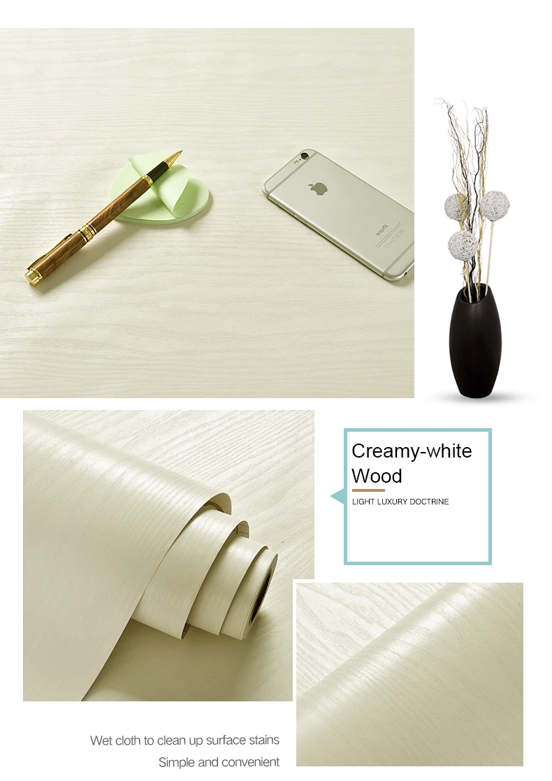 WZF Waterproof Self Adhesive Wallpaper Roll Furniture Cabinets Vinyl Decorative Film Wood Grain DIY Wall Stickers For Home Decor