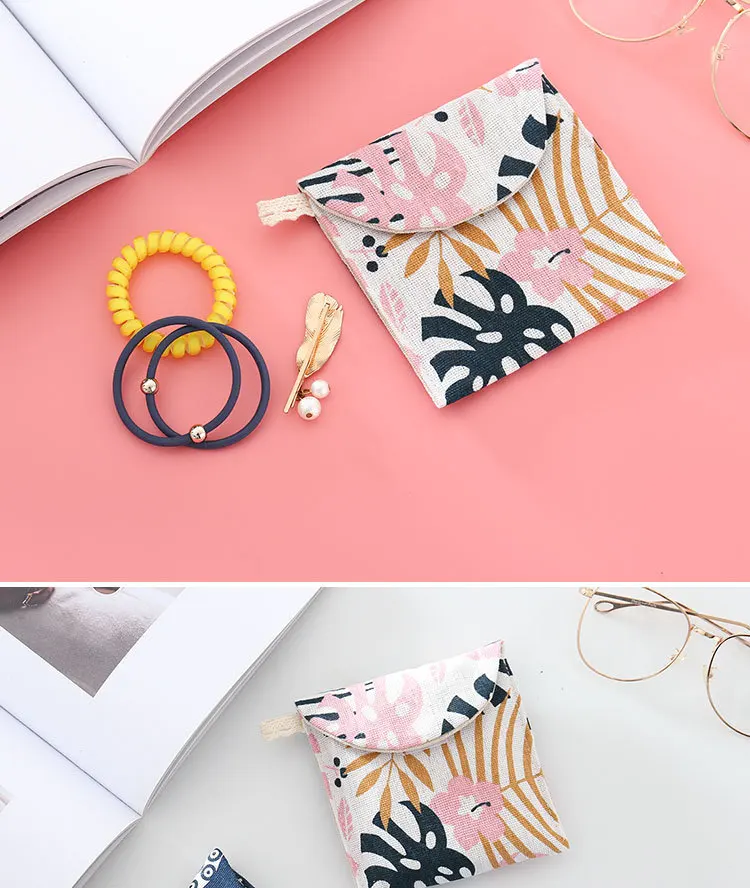 Women Sanitary Napkin Tampon Storage Bag Cute Sanitary Pad Pouches Portable Makeup Lipstick Key Earphone Data Cables Organizer