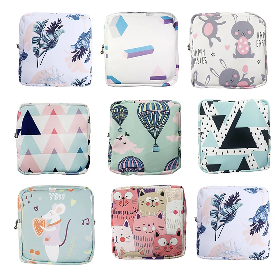 Women Sanitary Napkin Tampon Storage Bag Cute Sanitary Pad Pouches Portable Makeup Lipstick Key Earphone Data Cables Organizer