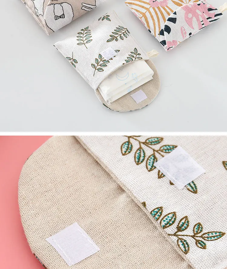 Women Sanitary Napkin Tampon Storage Bag Cute Sanitary Pad Pouches Portable Makeup Lipstick Key Earphone Data Cables Organizer