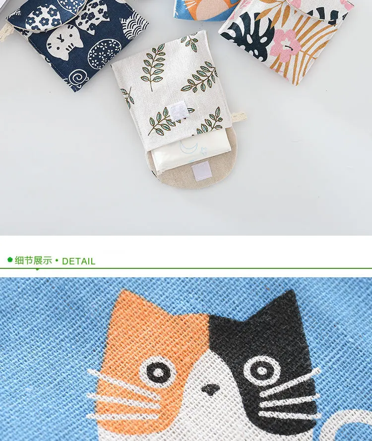 Women Sanitary Napkin Tampon Storage Bag Cute Sanitary Pad Pouches Portable Makeup Lipstick Key Earphone Data Cables Organizer