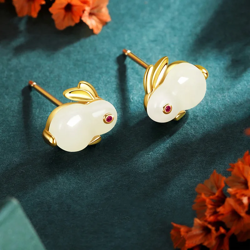 Fashion Shiny Zircon Rabbit Stud Earrings For Women Lovely Animal Bunny Rhinestone Earring Wedding Party New Year Jewelry