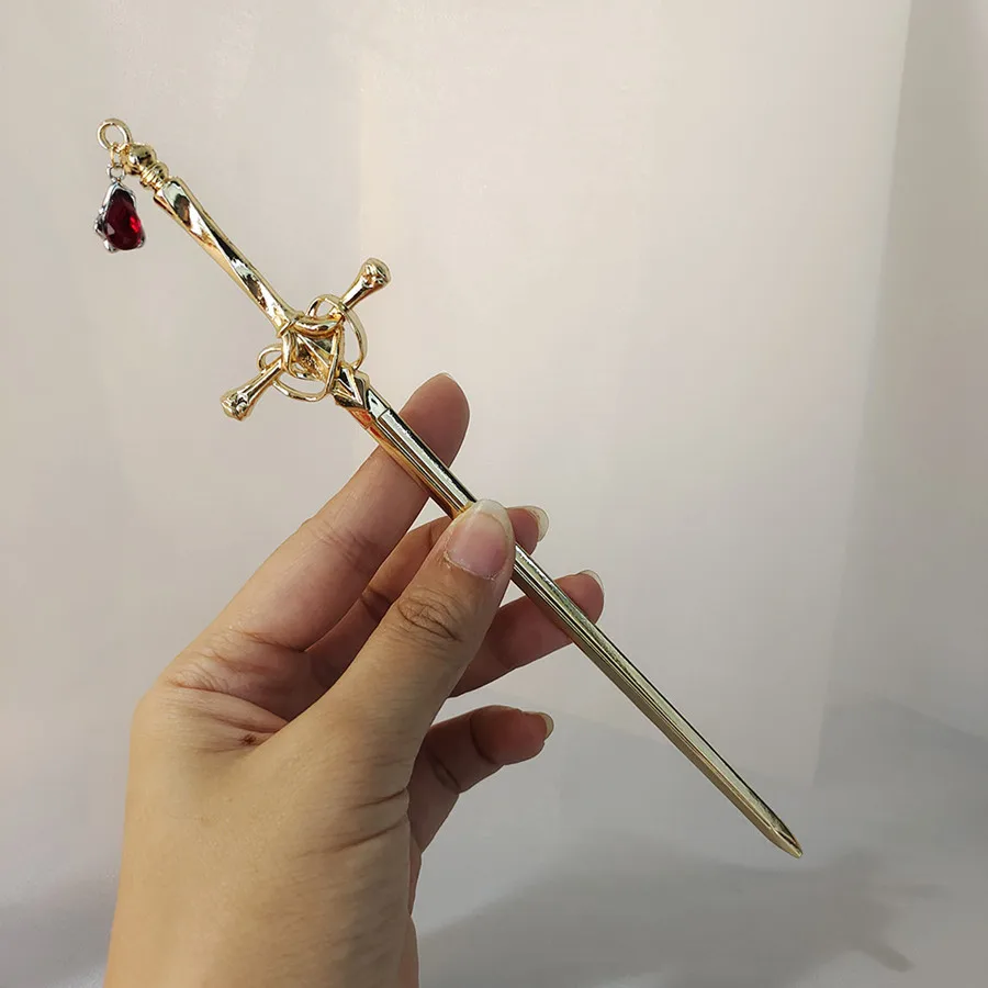 2022 New Punk Ruby Pendant Sword Hairpin Chinese Simple Hair Sticks for retro Women girl Hairstyle Hair Dish Accessories Trendy
