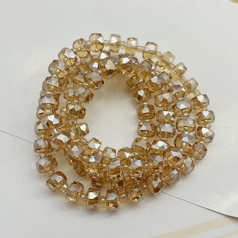 30Pcs Wheel Shape Austrian Crystal Glass Beads Flat Round 8x6mm Glass Loose Beads For Jewelry Making Bracelets Accessories DIY