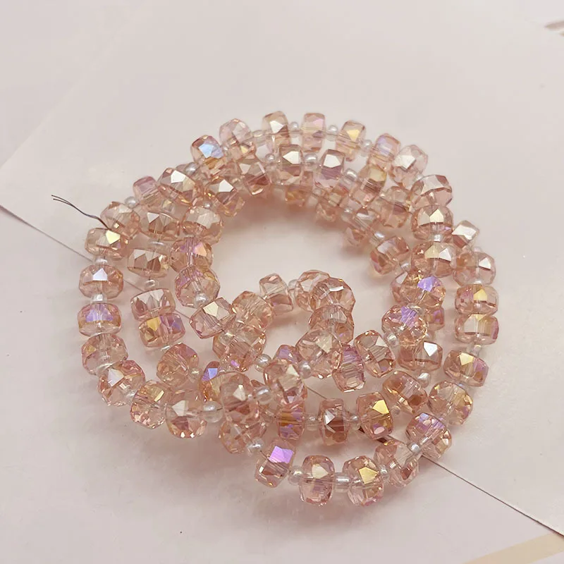 30Pcs Wheel Shape Austrian Crystal Glass Beads Flat Round 8x6mm Glass Loose Beads For Jewelry Making Bracelets Accessories DIY