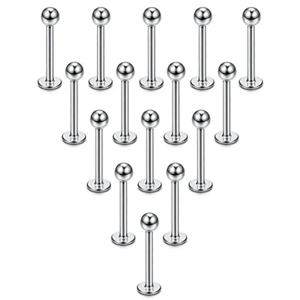 15PCS 16G Stainless Steel Lip Rings Labret Nose Studs Piercing Labret Monroe Nose Studs Ear Tragus Helix Earring 6/8/10/12mm