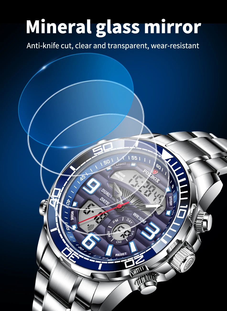 2024 Top Brand Luxury Digital Mens Watches Top Luxury Sport Quartz Wristwatch For Men All Steel Military Waterproof Clock+Box