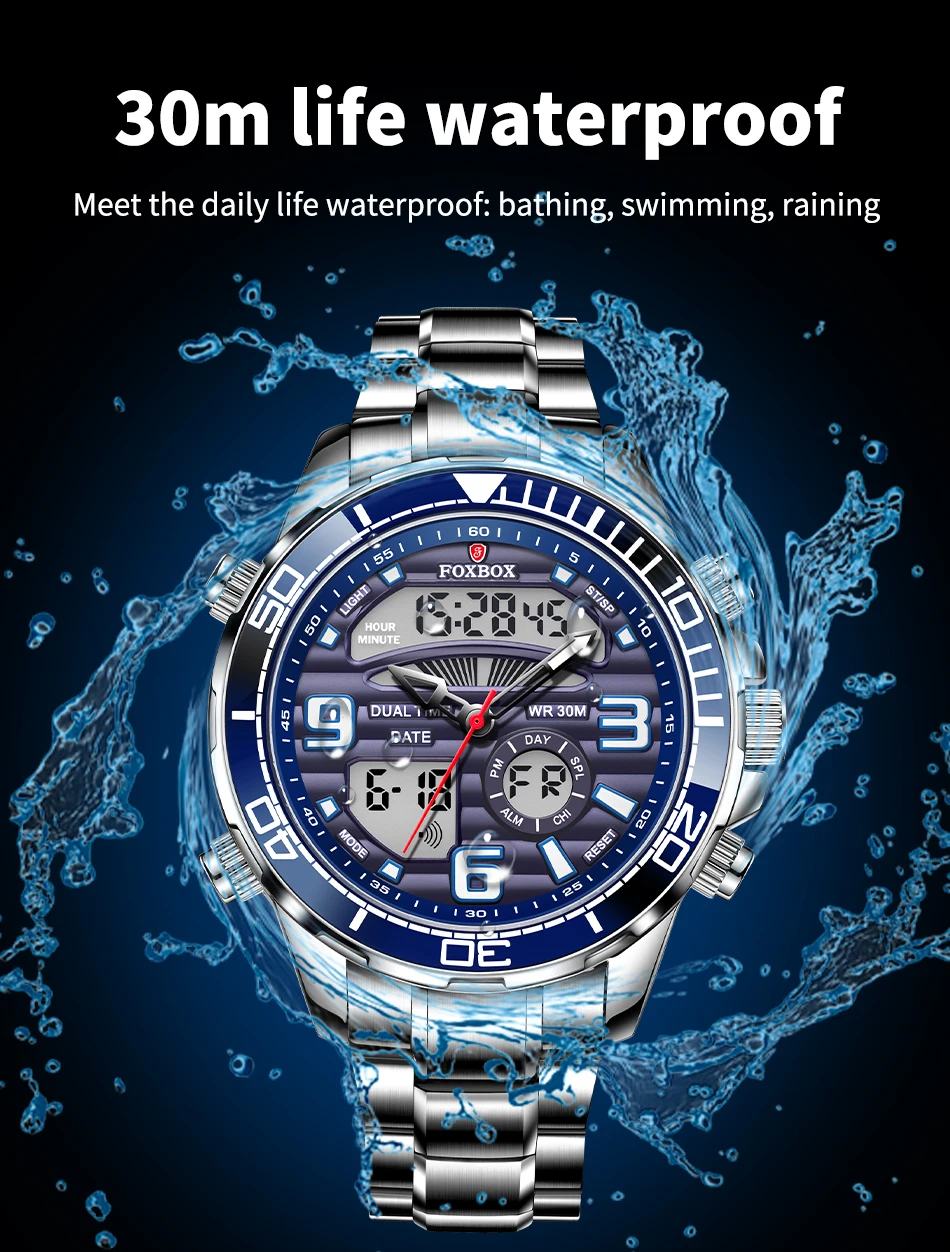 2024 Top Brand Luxury Digital Mens Watches Top Luxury Sport Quartz Wristwatch For Men All Steel Military Waterproof Clock+Box