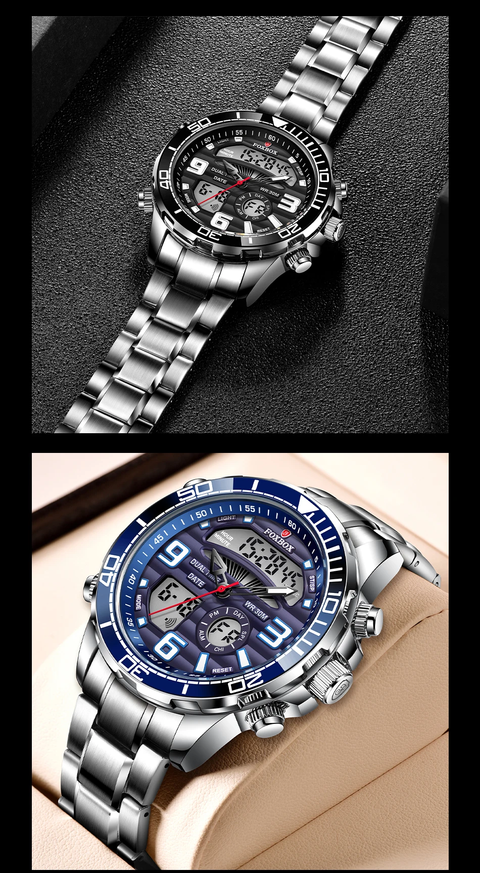 2024 Top Brand Luxury Digital Mens Watches Top Luxury Sport Quartz Wristwatch For Men All Steel Military Waterproof Clock+Box