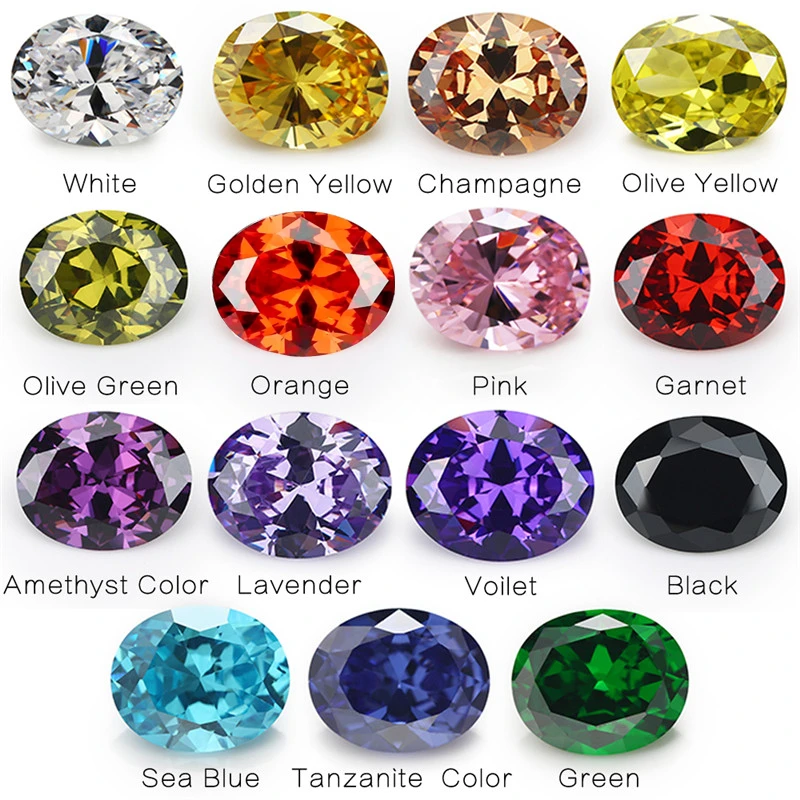 Mix 15 Colors Oval Cut Cubic Zirconia Stone Loose CZ Stones Synthetic Gemstone for Jewelry Making (Size 4x6mm-10x12mm)