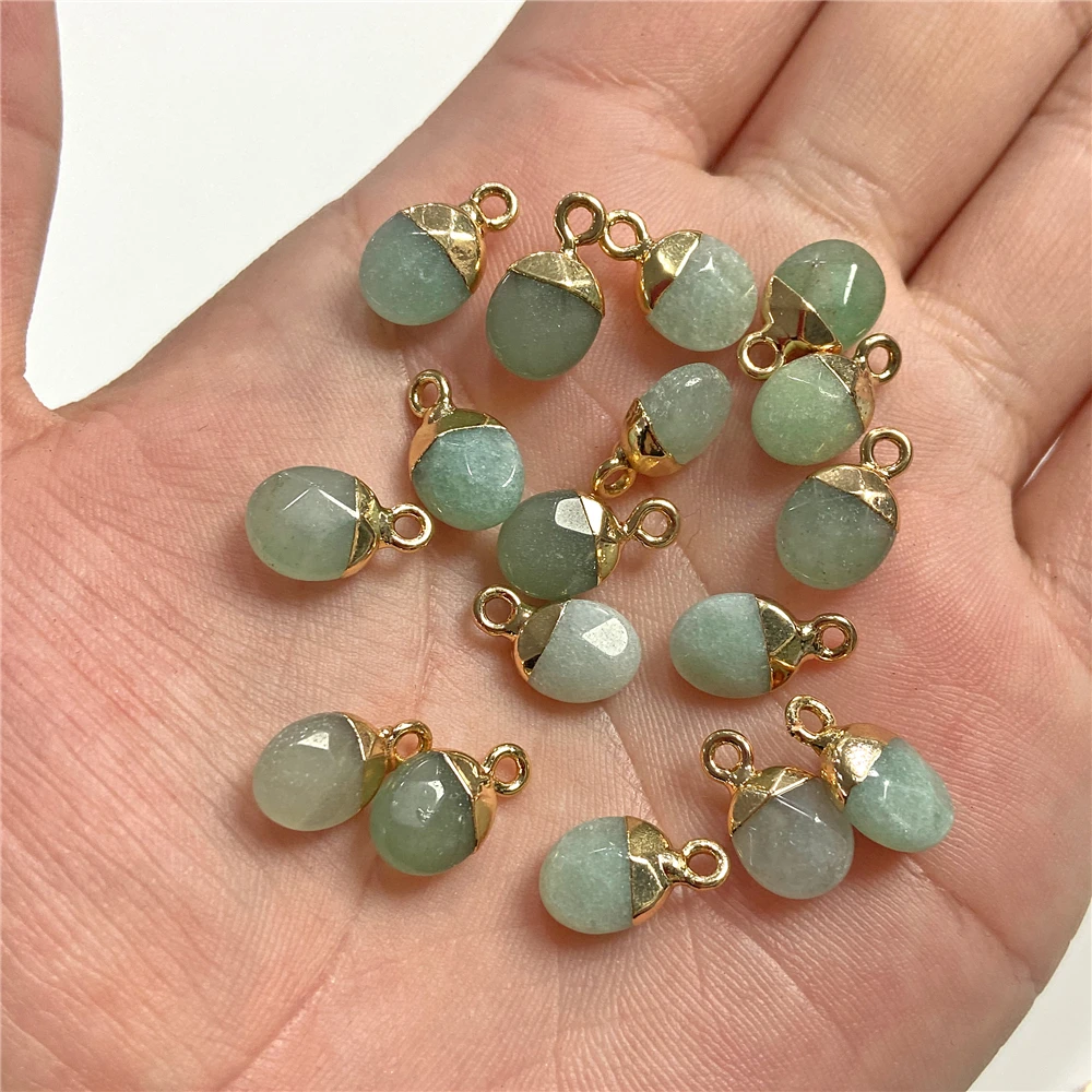 5pcs Natural Stone Oval Faceted Charm Pendant for DIY Jewellery Making Necklace Earrings Gem Pendant Accessory 6x10MM Wholesale