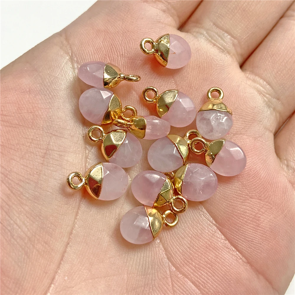 5pcs Natural Stone Oval Faceted Charm Pendant for DIY Jewellery Making Necklace Earrings Gem Pendant Accessory 6x10MM Wholesale